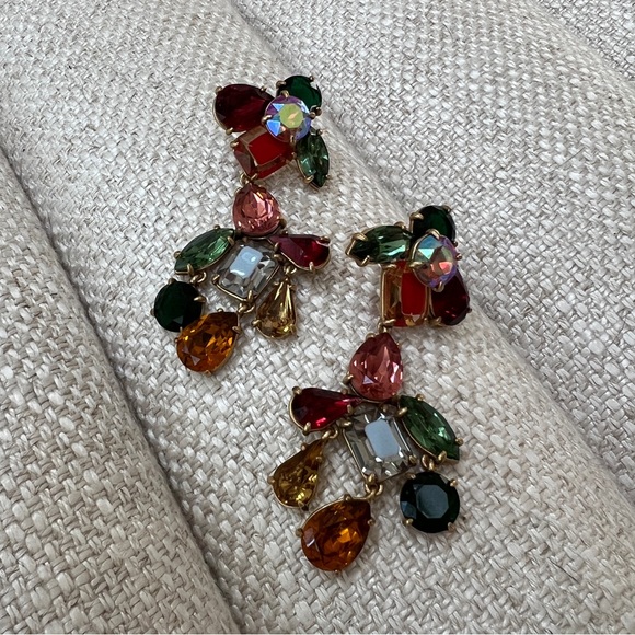 J. Crew crystal cluster chandelier earrings EUC - Picture 4 of 9